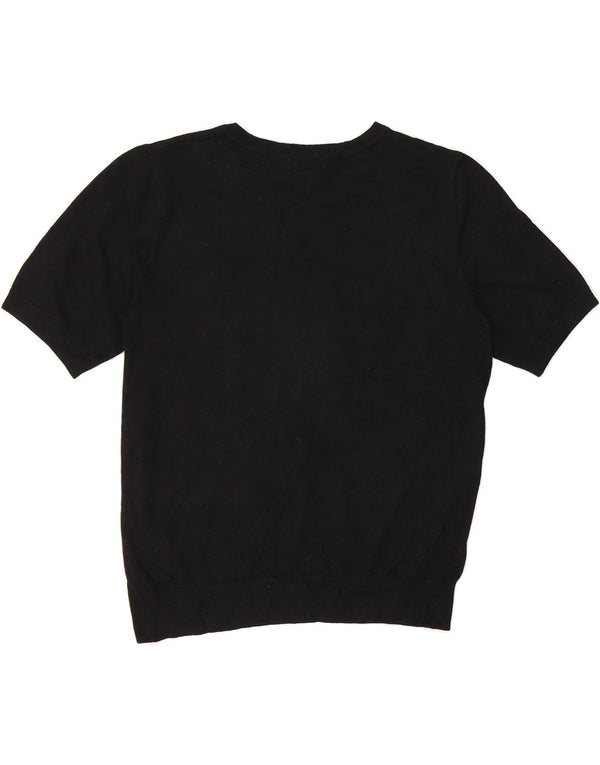 H&M Womens Short Sleeve Crew Neck Jumper Sweater UK 14 Medium Black