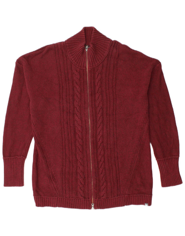 Maglione cardigan da donna EDDIE BAUER UK 18 XL Cotone bordeaux