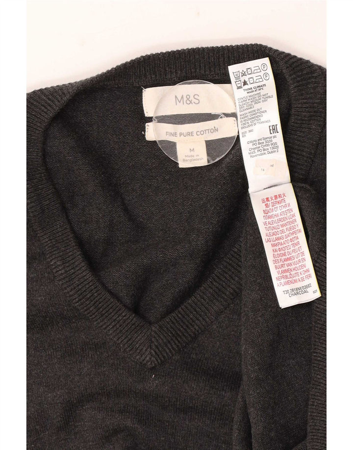 Maglione da uomo con scollo a V Marks & Spencer in cotone grigio medio