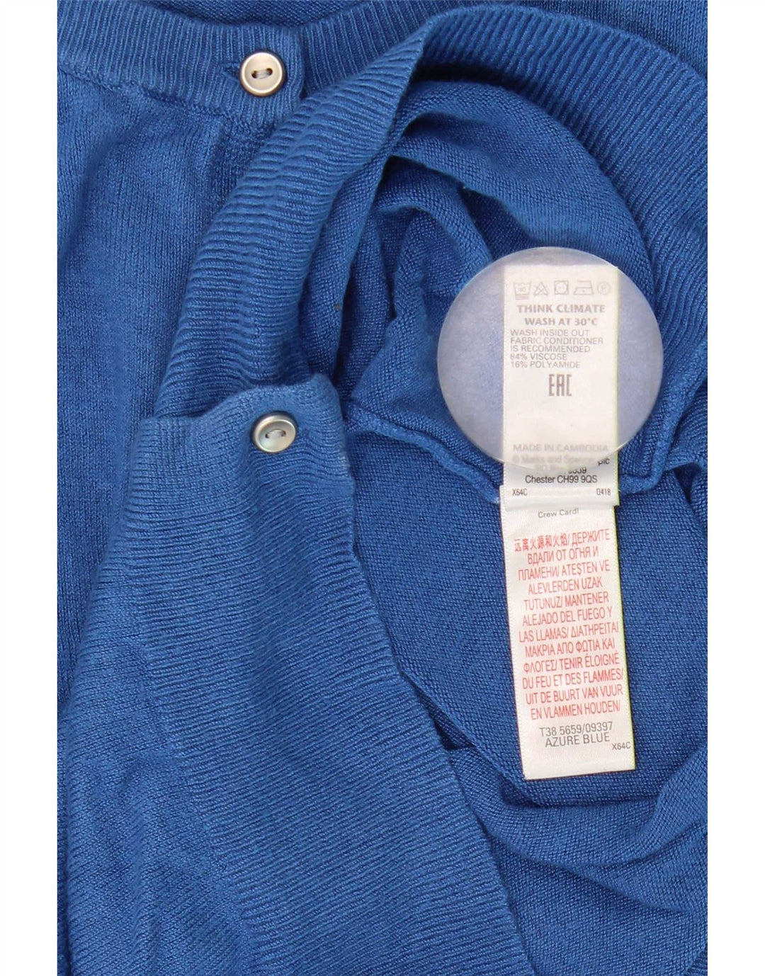 Maglione cardigan da donna Marks & Spencer UK 8 piccolo viscosa blu