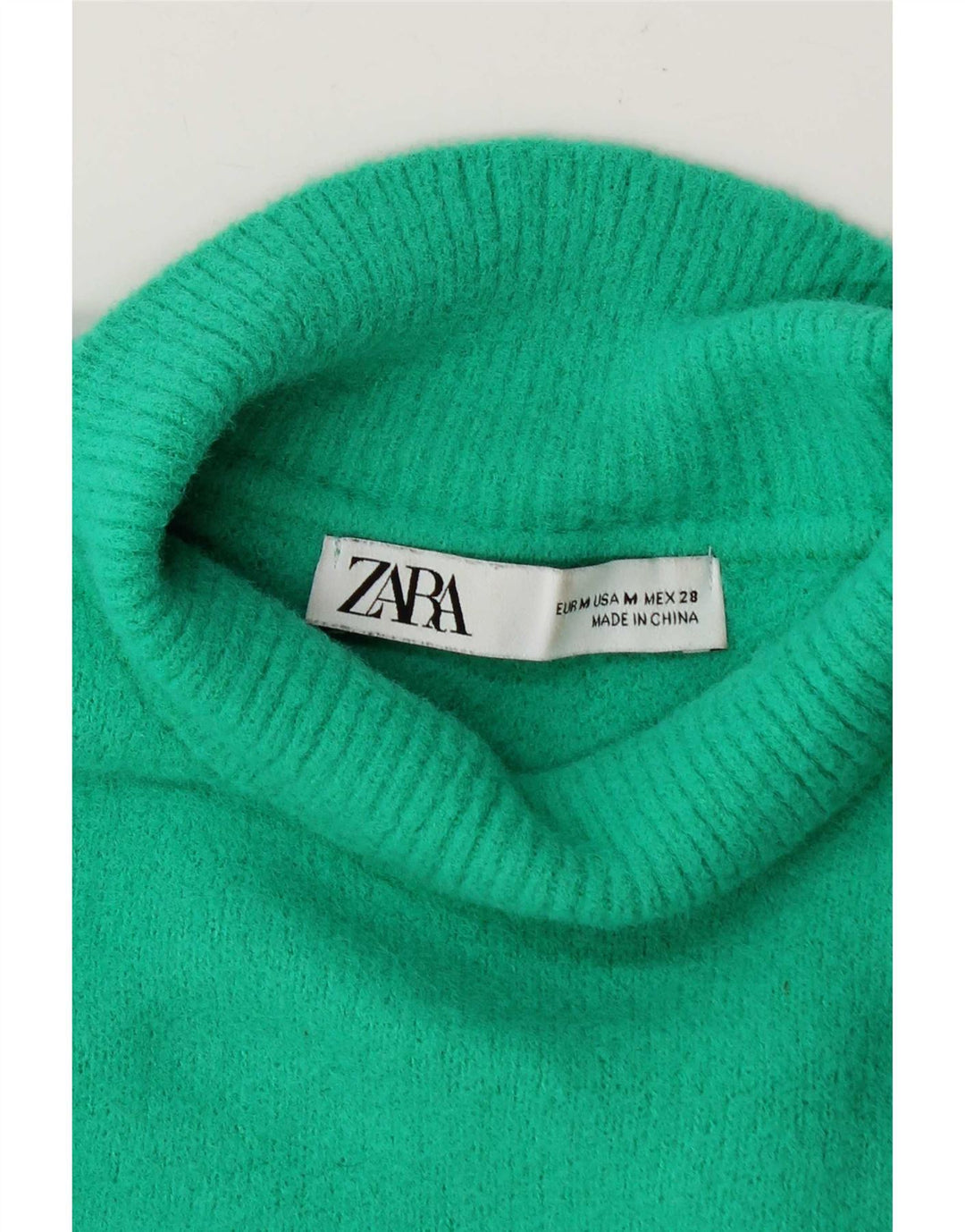 Maglione corto con collo alto da donna Zara UK 14 Verde medio
