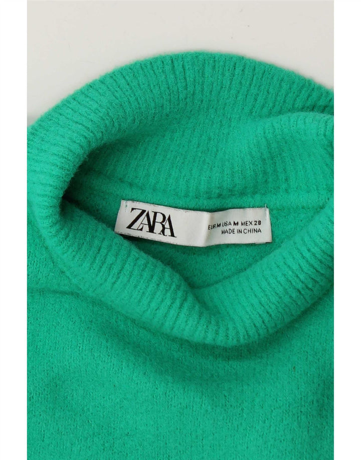 Maglione corto con collo alto da donna Zara UK 14 Verde medio