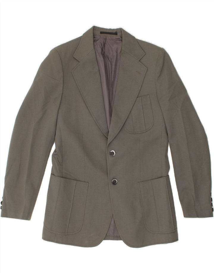 TREVIRA Mens 2 Button Blazer Jacket UK 38 Medium Grey Polyester Vintage Trevira and Second-Hand Trevira from Messina Hembry 