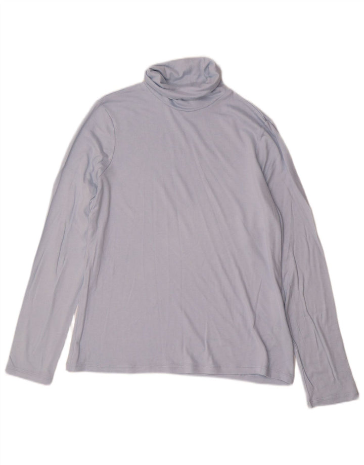 Marks & Spencer Top da donna con collo alto a maniche lunghe UK 16 Large in viscosa blu