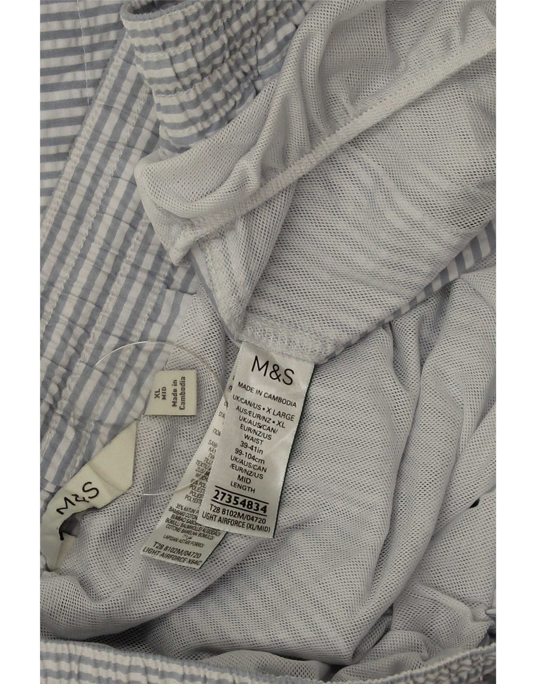 Pantaloncini da bagno da uomo Marks & Spencer XL blu gessato in poliestere