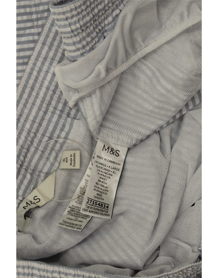 Pantaloncini da bagno da uomo Marks & Spencer XL blu gessato in poliestere