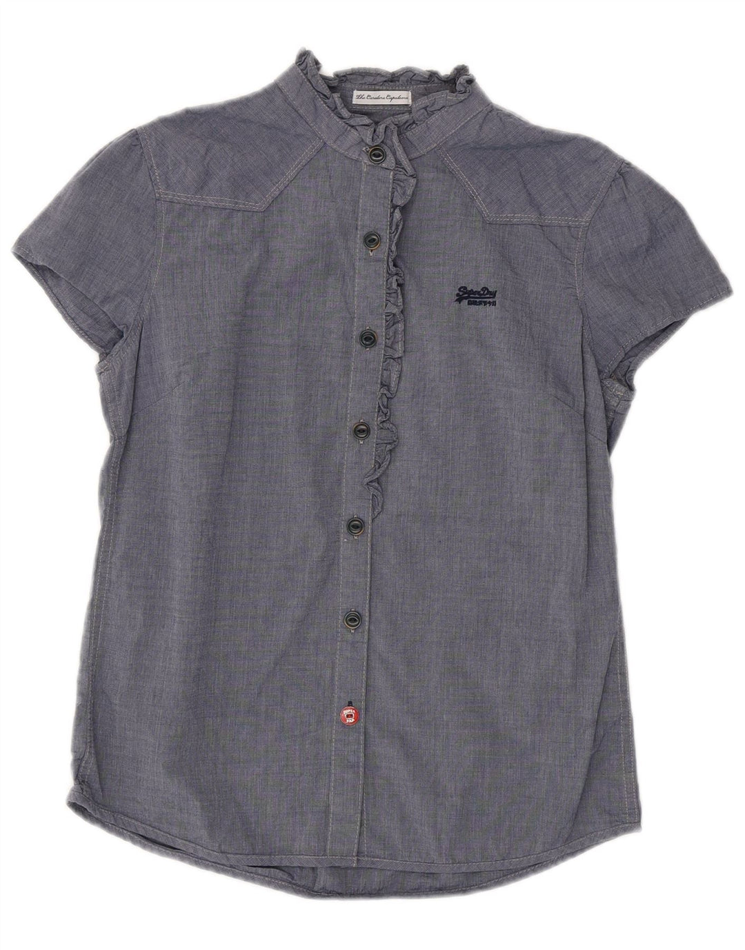 Camicetta da donna con volant sul davanti SUPERDRY UK 12 medio blu navy