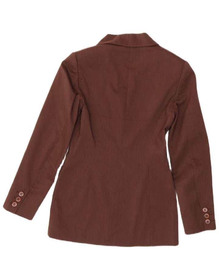 Giacca blazer da donna a 2 bottoni Karen Millen UK 8 piccola in lino marrone