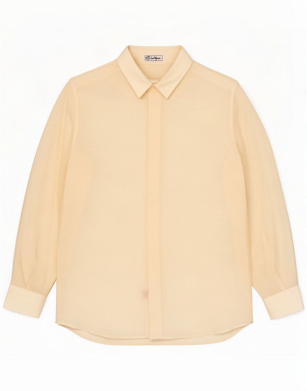 Vintage Mens Shirt Size 16 1/2 42 Large Yellow Silk