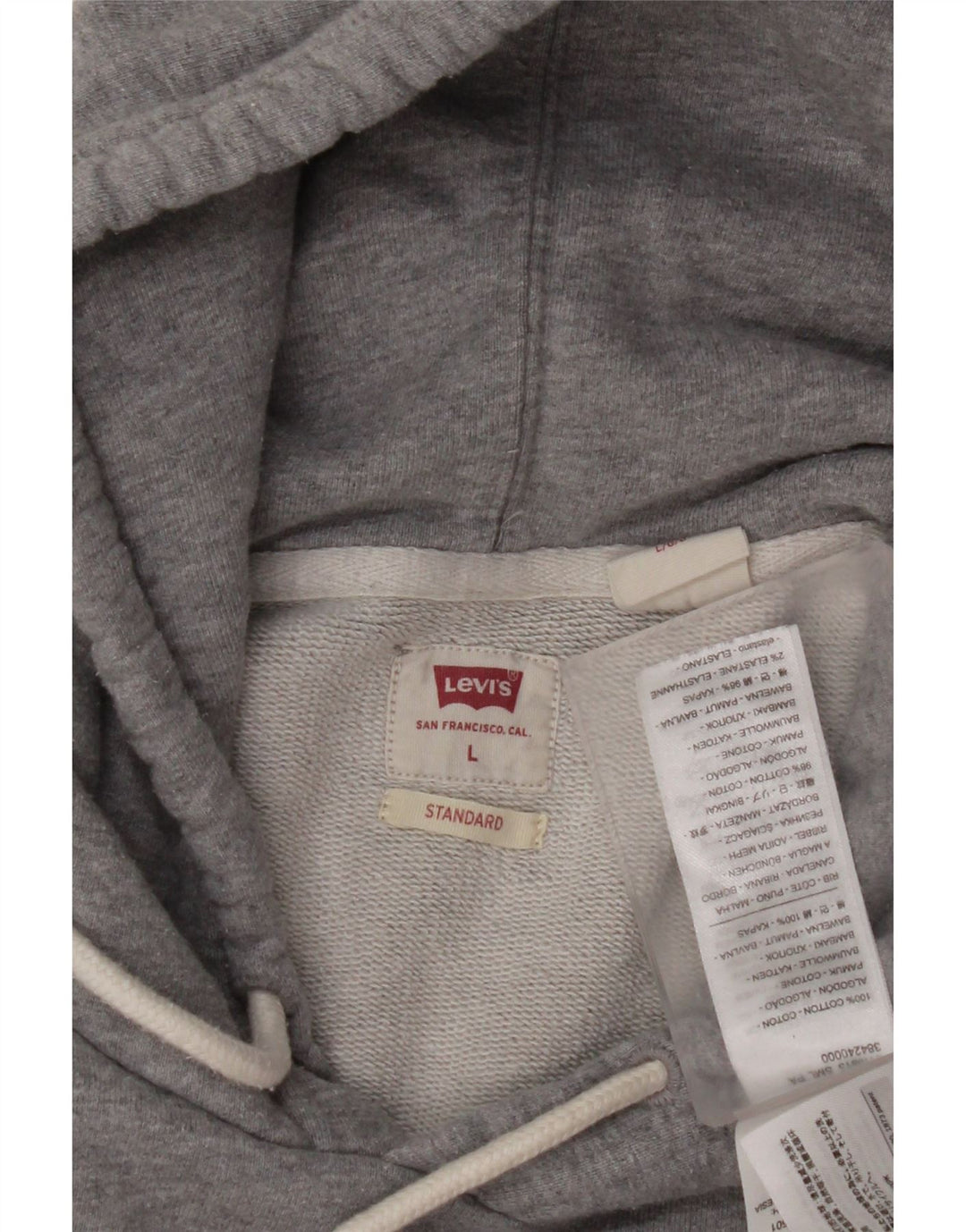 LEVI'S Maglione con cappuccio grafico dalla vestibilità standard da uomo, grande, in cotone grigio