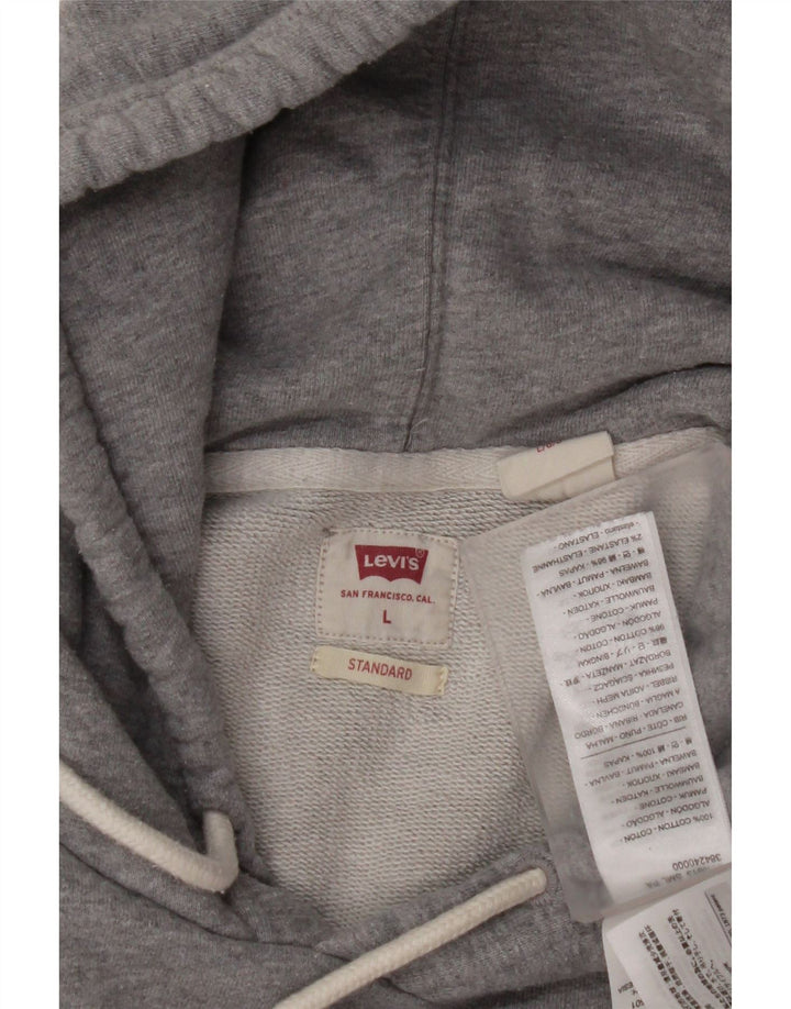 LEVI'S Maglione con cappuccio grafico dalla vestibilità standard da uomo, grande, in cotone grigio