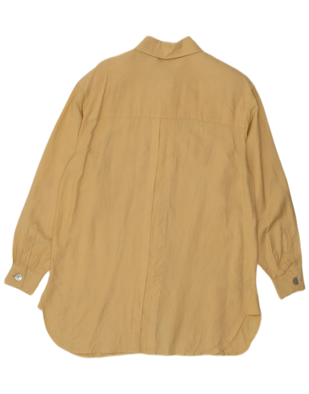 Camicia lunga da donna vintage a maniche lunghe EU 38 Lino giallo medio
