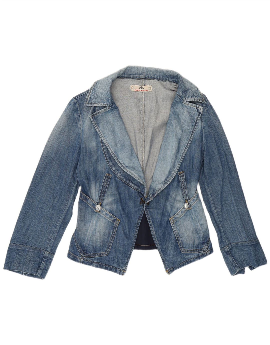 Giacca blazer in denim corto da donna Fornarina UK 8 piccola blu