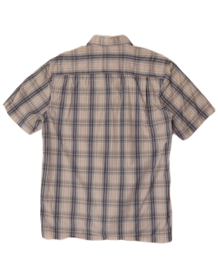 Camicia a maniche corte da uomo Columbia in cotone a quadri blu medio