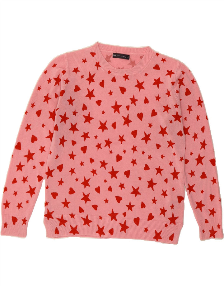 MARKS & SPENCER Womens Crew Neck Jumper Sweater UK 14 Large Pink Vintage Marks & Spencer and Second-Hand Marks & Spencer from Messina Hembry 
