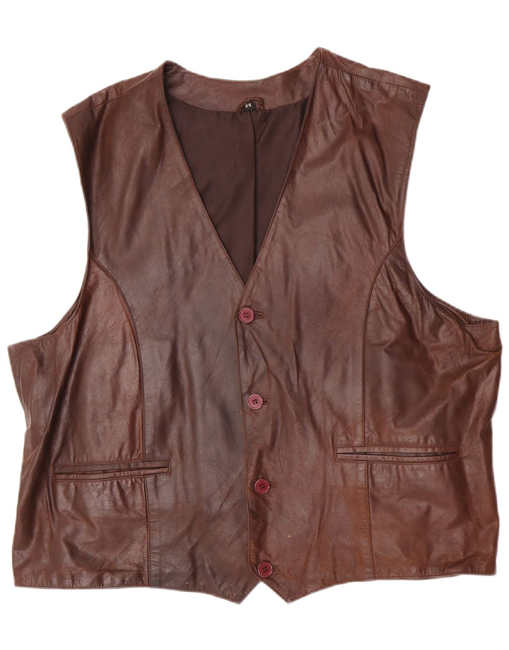 Gilet in pelle da uomo vintage EU 64 7XL Pelle marrone