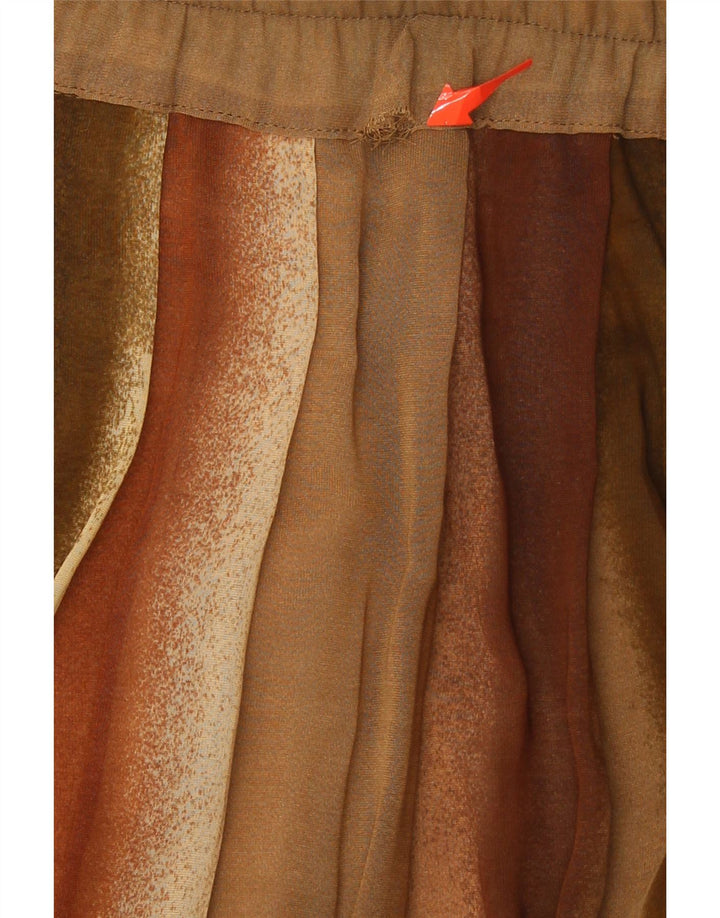 VINTAGE Womens Pleated Skirt IT 42 Medium W34 Brown Striped Viscose Vintage Vintage and Second-Hand Vintage from Messina Hembry 