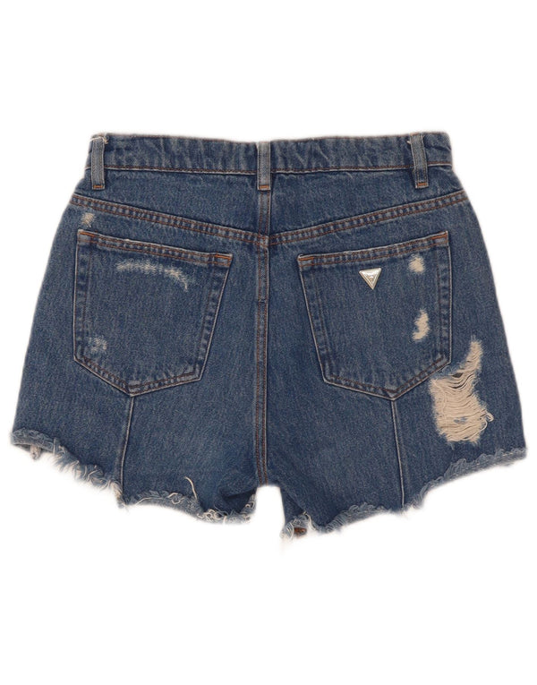 Pantaloncini in denim invecchiato da donna Guess W25 XS poliestere blu