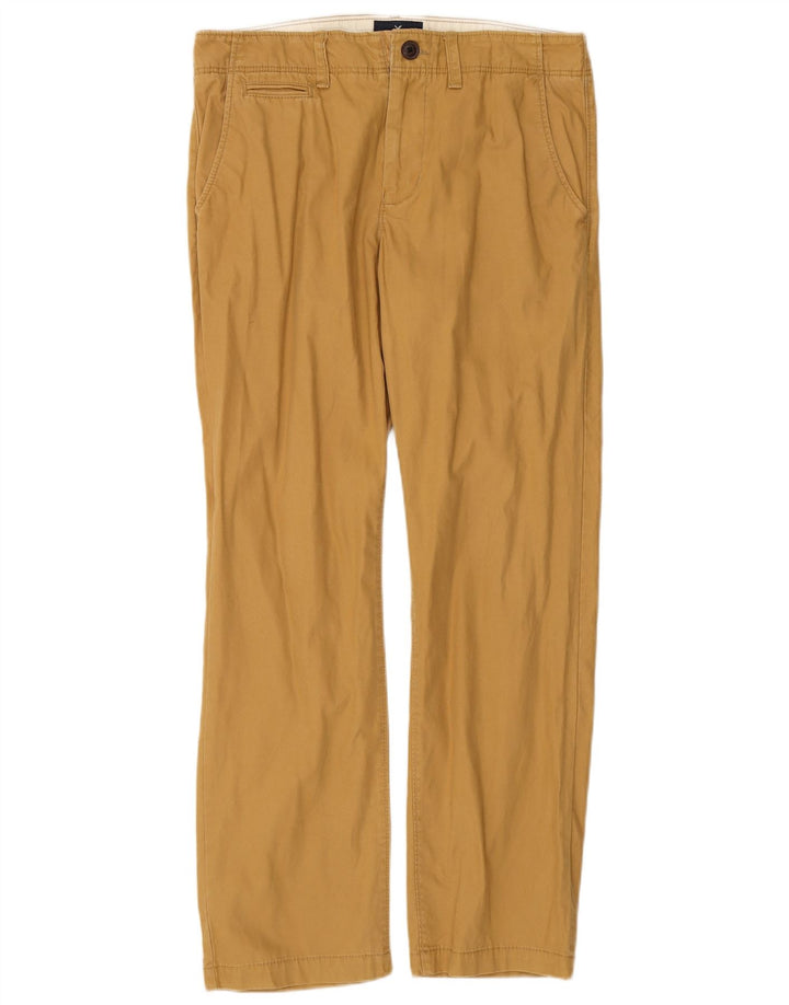 AMERICAN EAGLE Pantaloni chino dritti da uomo W32 L32 in cotone marrone