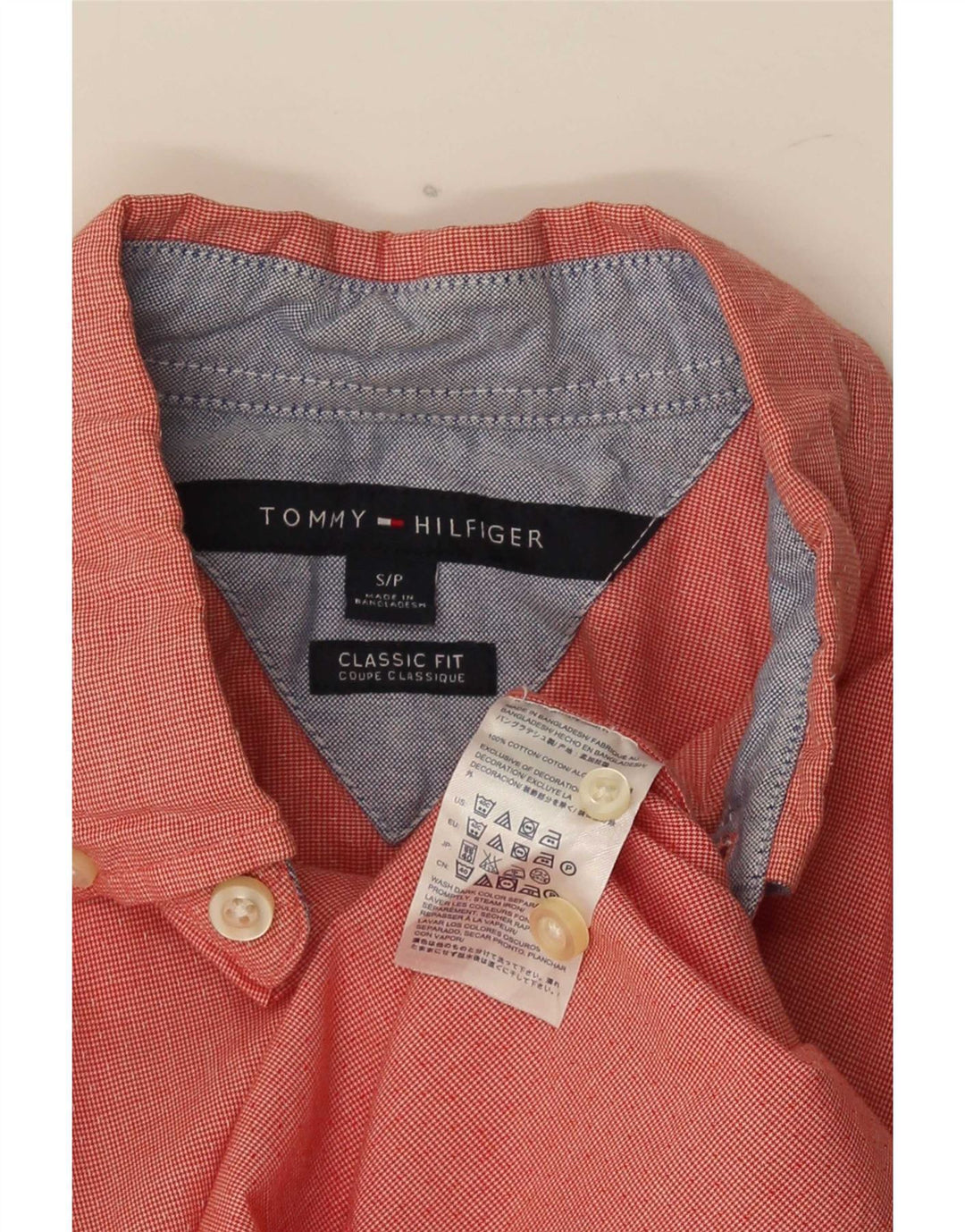 Camicia da uomo a maniche corte classica Tommy Hilfiger piccola pied de poule rossa