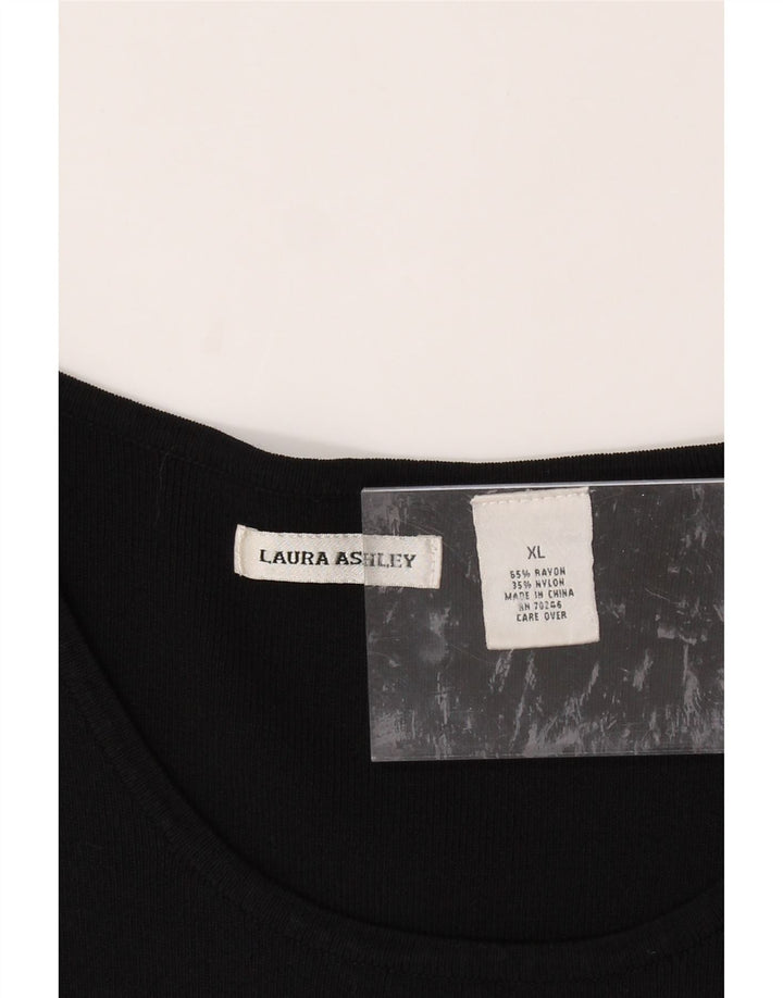 LAURA ASHLEY Womens Vest Top UK 18 XL Black Rayon Vintage Laura Ashley and Second-Hand Laura Ashley from Messina Hembry 