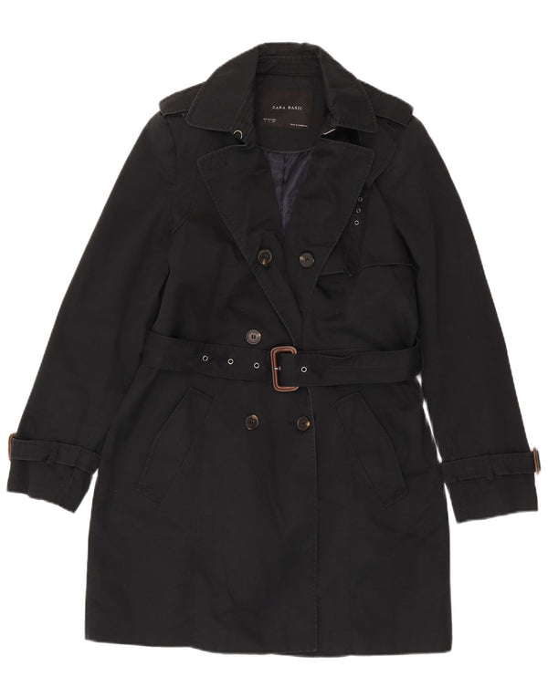 Trench da donna Zara UK 16 grande cotone nero