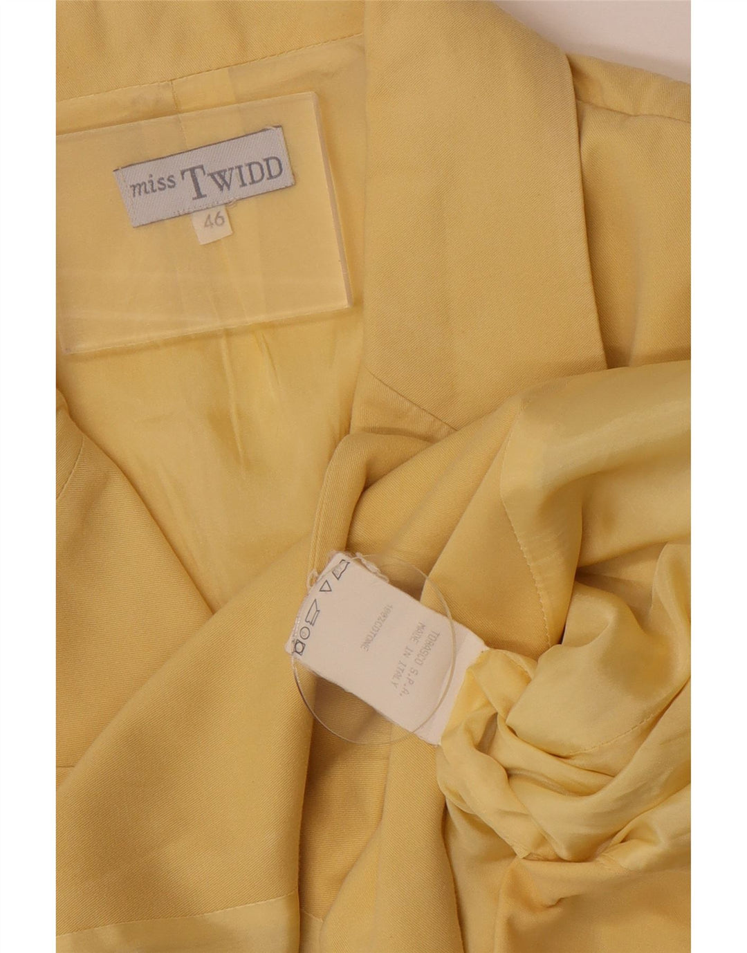 Giacca blazer da donna a maniche corte a 4 bottoni Misstwidd IT 46 grande gialla