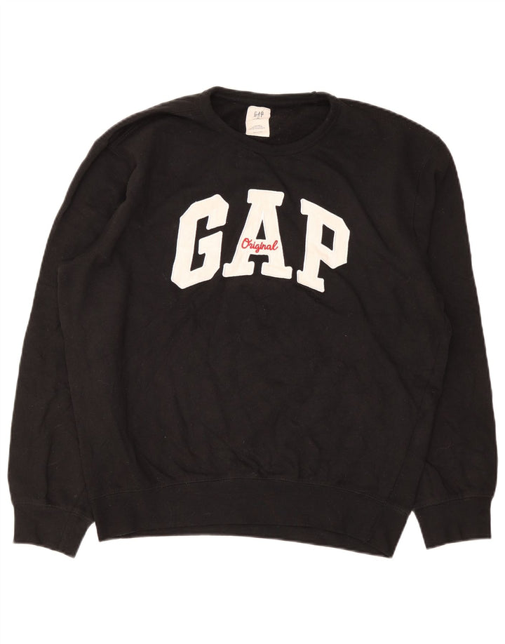 Felpa grafica da uomo Gap, maglione, cotone nero medio