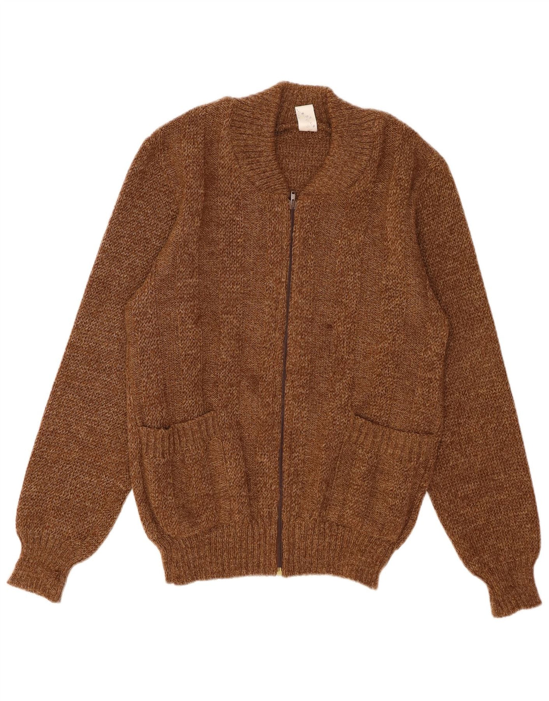 Maglione cardigan da uomo VINTAGE piccolo marrone screziato