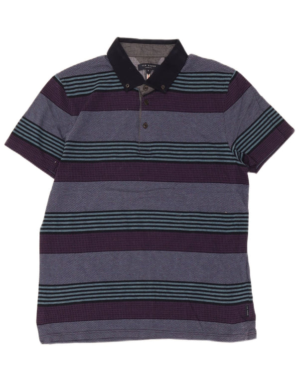 Polo da uomo Ted Baker taglia 4 grande in cotone a righe multicolore
