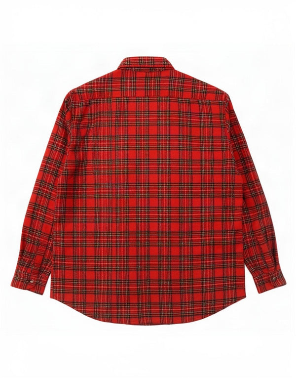 Camicia overshirt da uomo vintage taglia 43 grande acrilico scozzese rosso