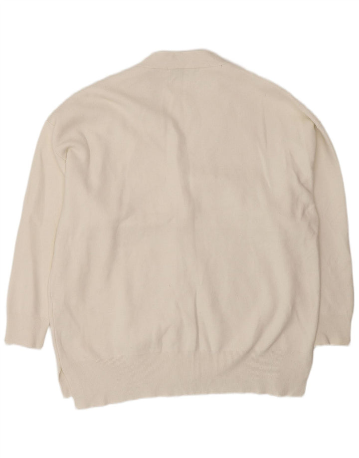 Maglione cardigan oversize da donna Zara UK 10 piccolo in viscosa bianca
