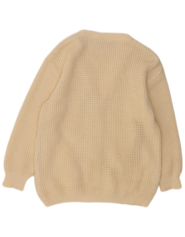 Maglione cardigan da donna VINTAGE IT 48 XL poliacrilico bianco sporco