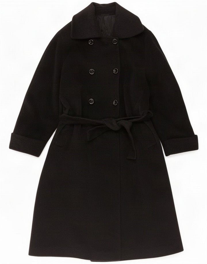 Cappotto doppiopetto vintage da donna UK 16 grande in lana grigia