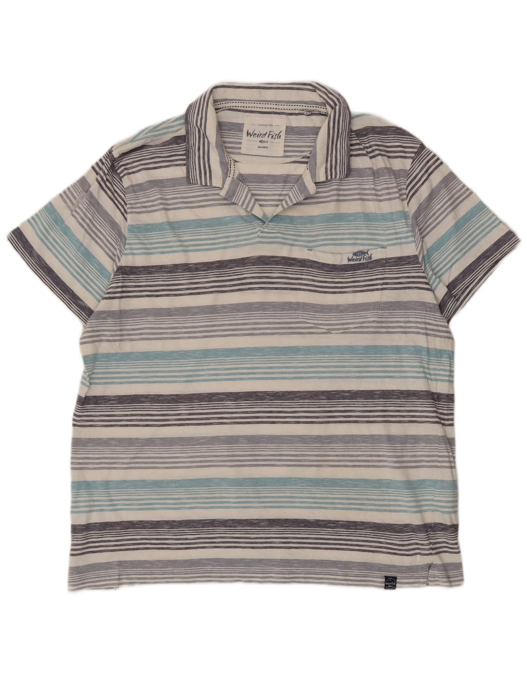 Polo da uomo Weird Fish 2XL in cotone a righe blu