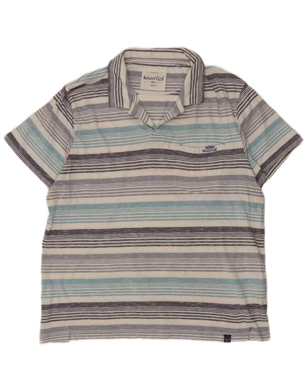 Polo da uomo Weird Fish 2XL in cotone a righe blu