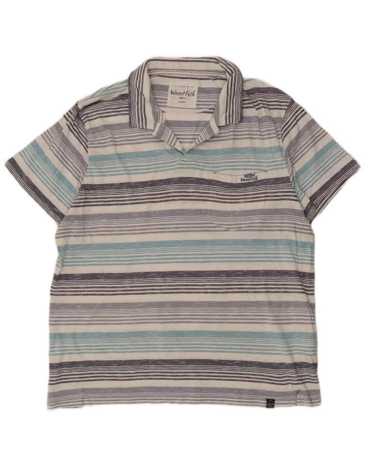Polo da uomo Weird Fish 2XL in cotone a righe blu