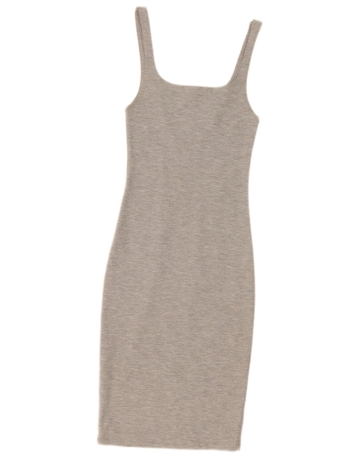 Abito aderente senza maniche da donna Zara UK 8 piccolo poliestere grigio
