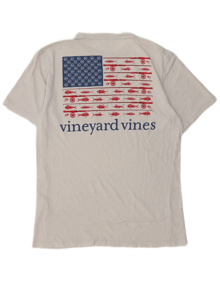 VINEYARD VINES T-shirt grafica da uomo Top piccola in cotone bianco sporco