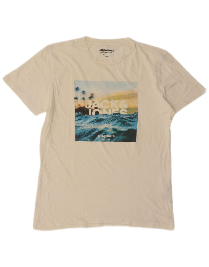 T-shirt grafica da uomo Jack & Jones Top piccola in cotone bianco