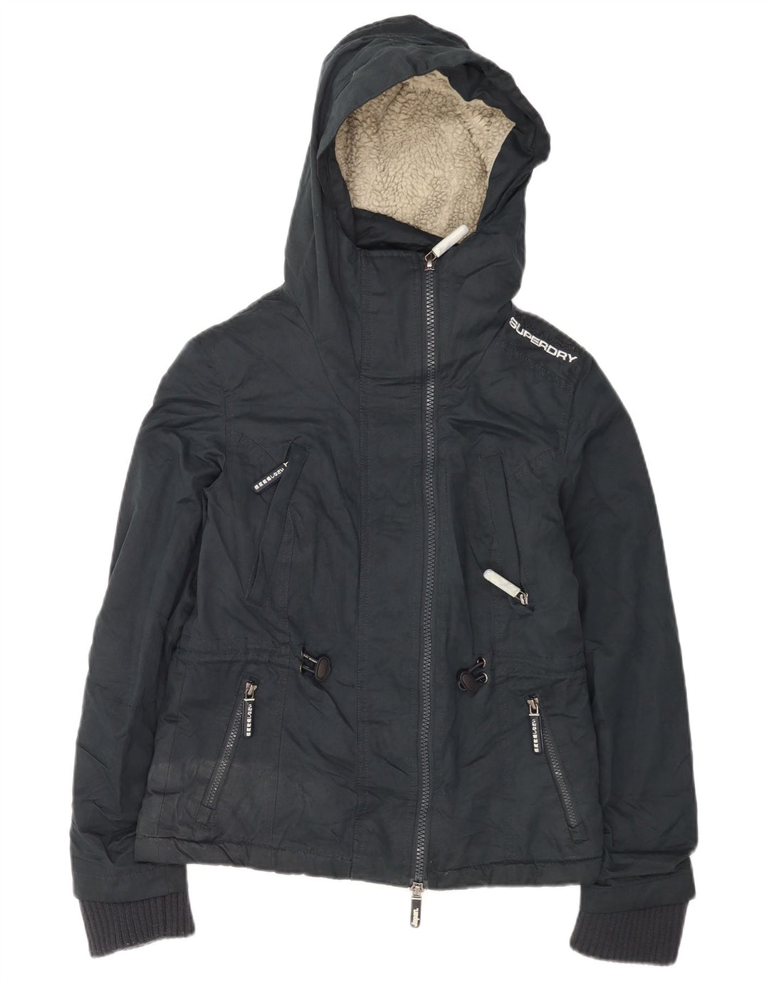 Giacca a vento grafica da donna Superdry UK 10 Small Blu Navy