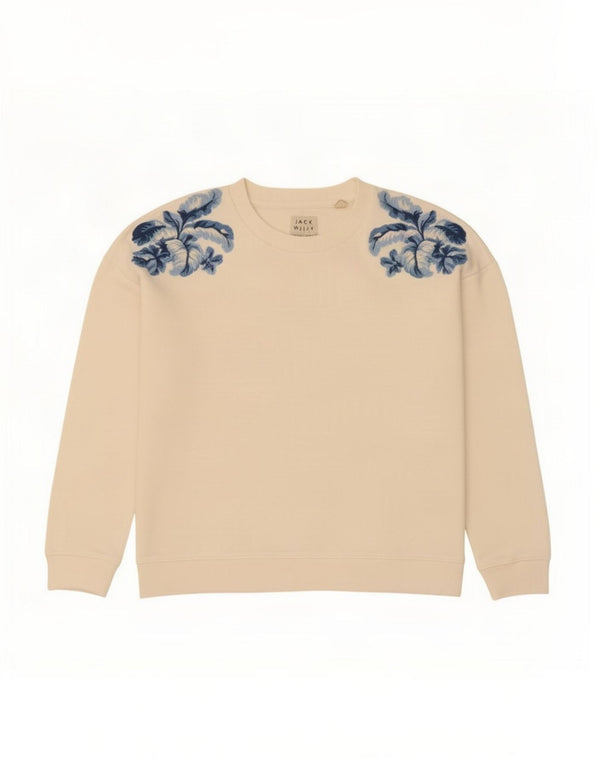 Felpa oversize da donna Jack Wills UK 8 Small Off White Floral