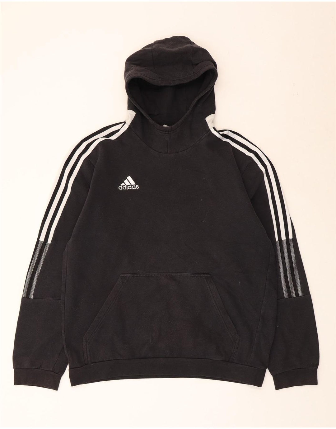 Felpa con cappuccio da donna ADIDAS UK 16 grande cotone nero