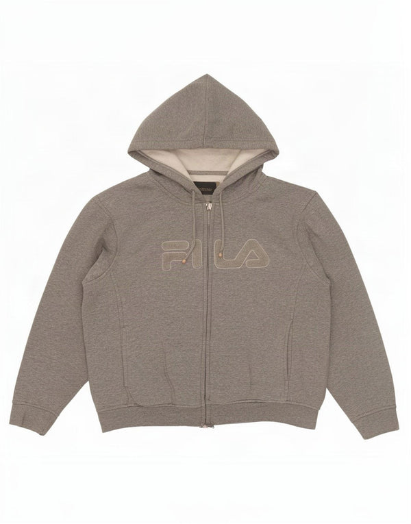 Maglione con cappuccio e zip oversize grafica da donna Fila UK 18 XL Cotone grigio