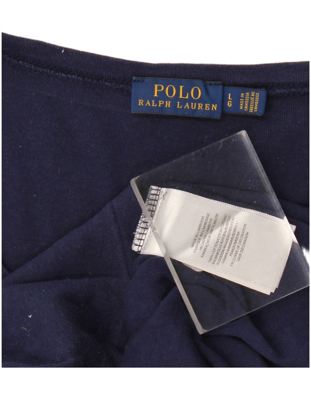 POLO RALPH LAUREN Top da donna a maniche lunghe UK 14 Large in cotone blu navy