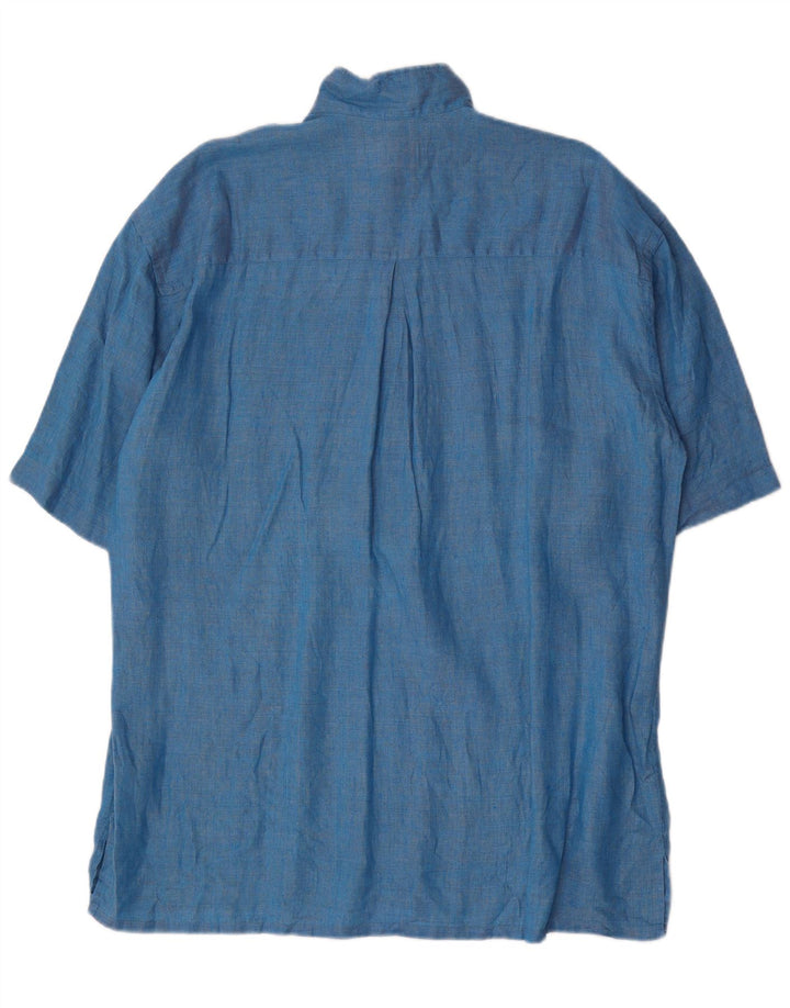 Camicia pullover a maniche corte da uomo Valentino taglia 43 17 XL lino blu