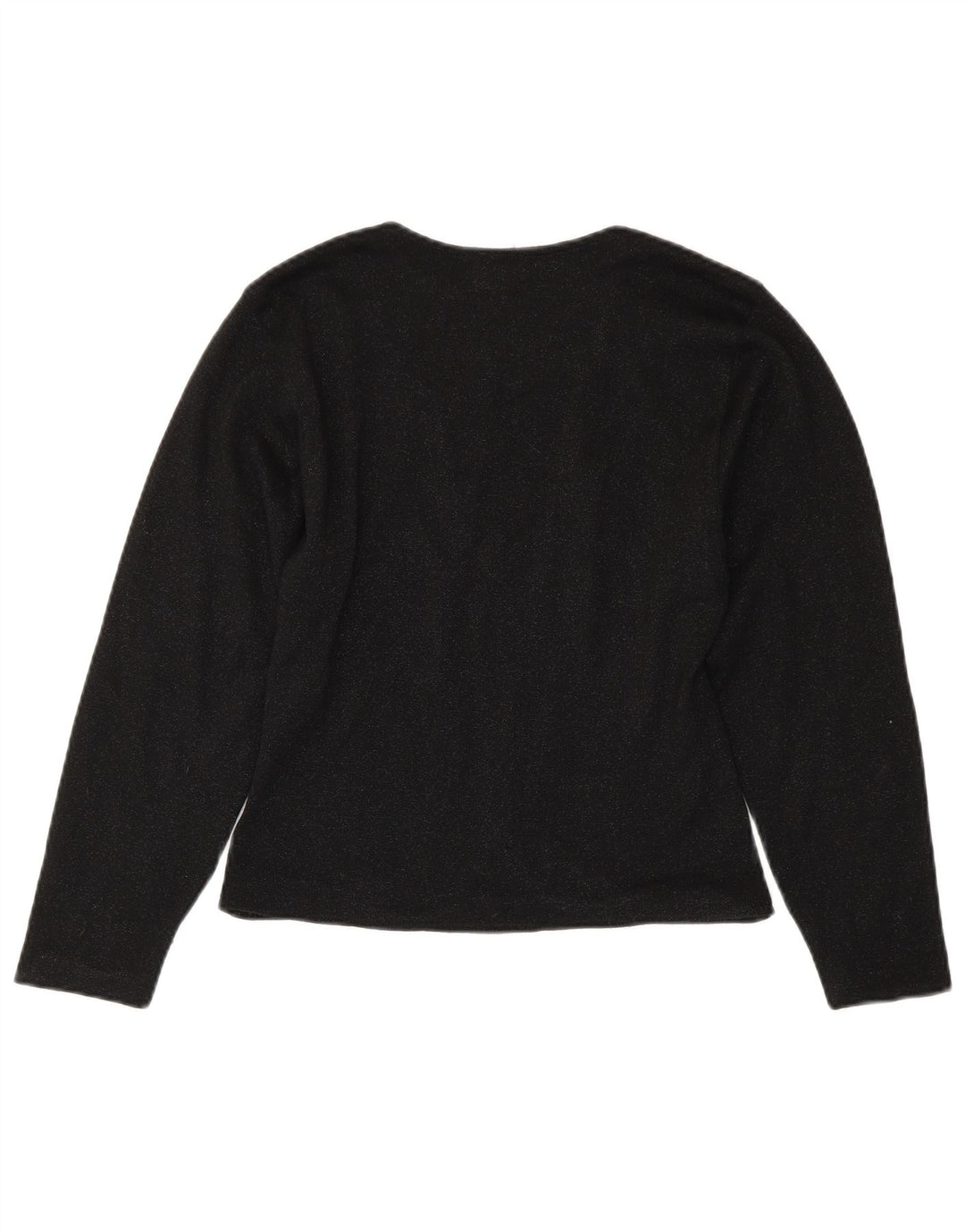 Maglione cardigan aperto da donna vintage IT 44 lana vergine nera media