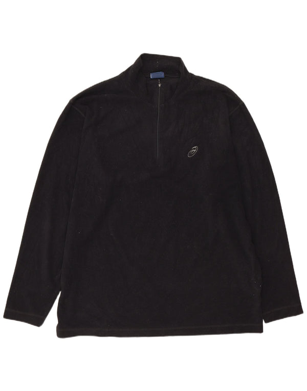 Maglione in pile da uomo Asics con zip e collo XL in poliestere nero