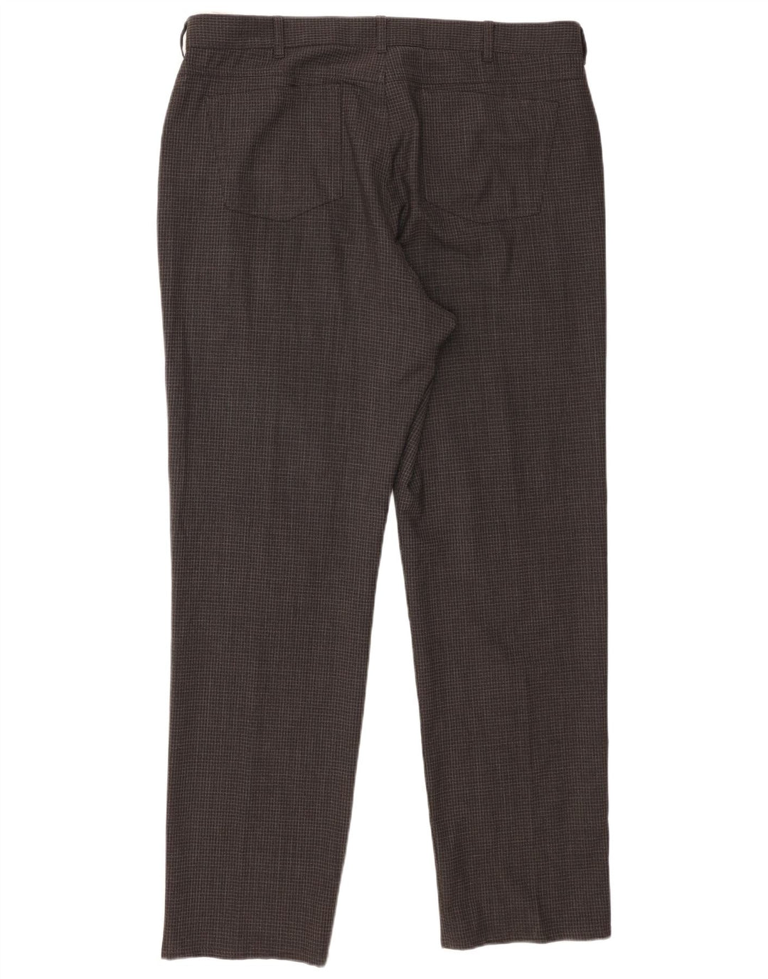 Pantaloni casual dritti da uomo Marks & Spencer W38 L31 Poliestere a quadri grigi