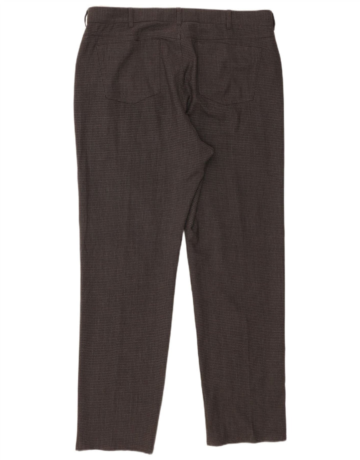 Pantaloni casual dritti da uomo Marks & Spencer W38 L31 Poliestere a quadri grigi